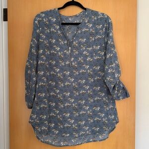 Zip front floral blouse